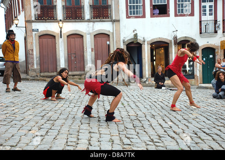 OURO PRETO, BRAZIL- MARCH 18 2012 :Members of The Rainbow Family of Living Light Stock Photo