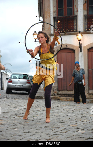 OURO PRETO, BRAZIL- MARCH 18 2012 :Members of The Rainbow Family of Living Light Stock Photo