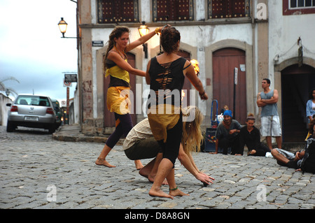 OURO PRETO, BRAZIL- MARCH 18 2012 :Members of The Rainbow Family of Living Light Stock Photo