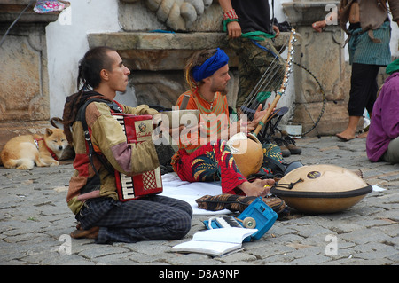 OURO PRETO, BRAZIL- MARCH 18 2012 :Members of The Rainbow Family of Living Light Stock Photo