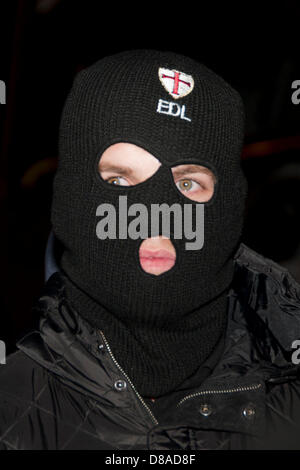 London, UK. 22nd May 2013. . A member of the far-right English Defence League in Woolwich in the aftermath of the killing of a soldier by Islamic Extremists at a nearby army barracks earlier in the day. Credit:  Pete Maclaine / Alamy Live News Stock Photo