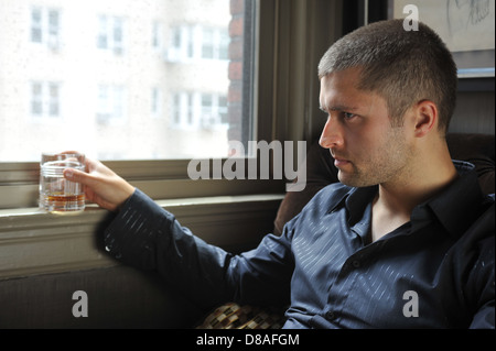 Male actor head shot showing action movie character Stock Photo