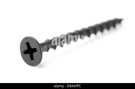 Single metal screw isolated on white Stock Photo