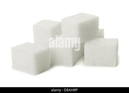 Pile of sugar lumps isolated on white Stock Photo