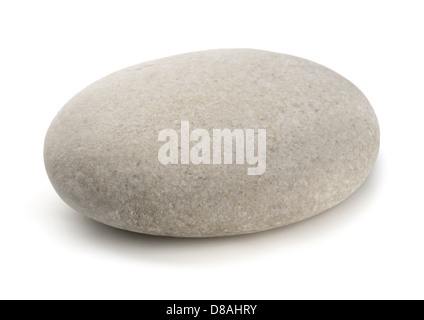 Single grey pebble isolated on white Stock Photo