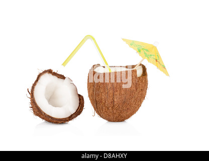 Coconut cocktail isolated on white background Stock Photo