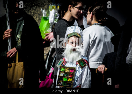 A young orthodox boy in Purim costume Photographed in Bnei Brak, Israel Stock Photo