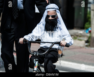 A young orthodox boy in Purim costume Photographed in Bnei Brak, Israel Stock Photo