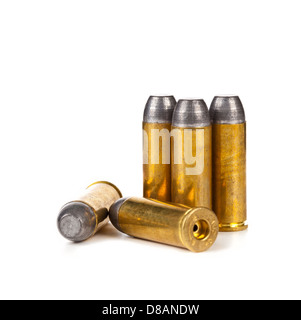Heap of bullets on white background Stock Photo