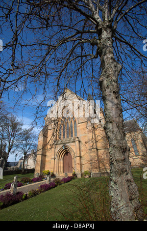 Town of Dornoch, Scotland. The west elevation and entrance to Dornoch Cathedral. Stock Photo