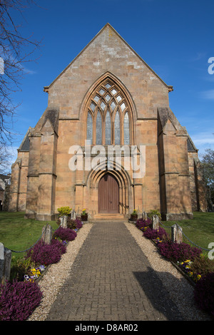 Town of Dornoch, Scotland. The west elevation and entrance to Dornoch Cathedral. Stock Photo