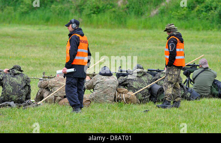 The 2013 Police Sniper Championship with international attendance is held at the Czech Army Training Center Libava, north of Olomouc, Czech Republic, May 23, 2013. (CTK Photo/Ludek Perina) Stock Photo