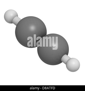 Ethyne molecule. Atoms are represented as spheres and are colour-coded ...