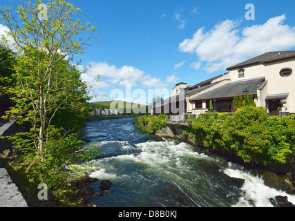 The Whitewater Hotel and the River Leven. Backbarrow, Lake District National Park, Cumbria, England, United Kingdom, Europe. Stock Photo