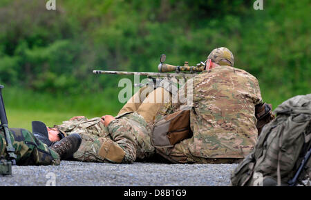 The 2013 Police Sniper Championship with international attendance is held at the Czech Army Training Center Libava, north of Olomouc, Czech Republic, May 23, 2013. (CTK Photo/Ludek Perina) Stock Photo