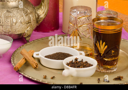 Still life with Arabic tea and ingredients Stock Photo