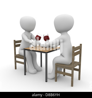 Two people clink wine on the table. Stock Photo