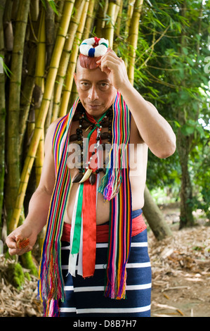 The Tsachila community leader in Santo Domingo de los Colorados Stock Photo