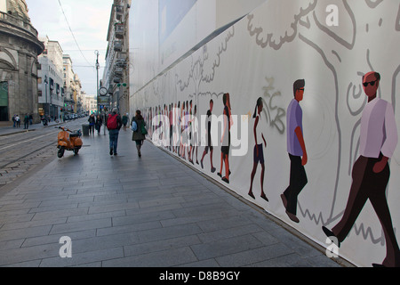 Mural along Via Torino in Milan, Italy. Stock Photo