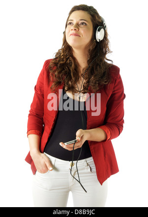 Attractive young woman listening music Stock Photo