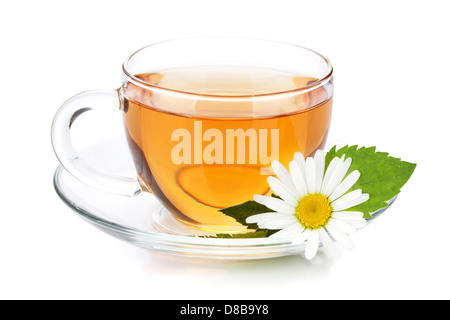 Cup of chamomile tea isolated on white background Stock Photo - Alamy