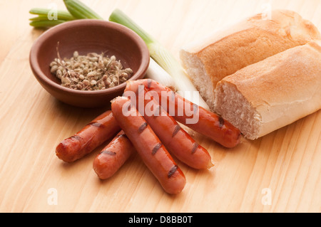 choricillos tasty and grilled bread Stock Photo