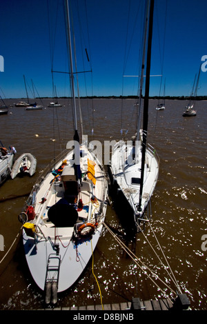 harbor water yacht and summer in rio de la plata colonia del sacramento uruguay Stock Photo