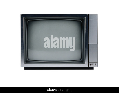 Old TV over a white background Stock Photo