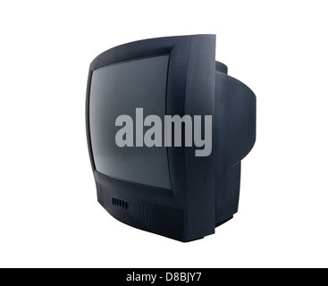 Old TV over a white background Stock Photo