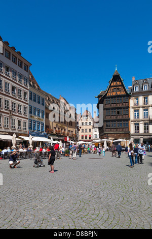 The Maison Kammerzell, in Cathedral plaza, one of the most famous buildings of Strasbourg Alsace France Stock Photo
