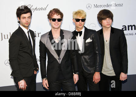 Cannes, France. 23rd May 2013.  (L-R) Ian Keaggy, Nash Overstreet, Ryan Follese and Jamie Follese of Hot Chelle Rae at Cannes Film Festival 2013 attends the amfAR celebrity gala auction. Credit:  James McCauley / Alamy Live News Stock Photo