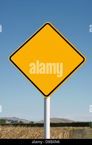 Blank American style yellow diamond road sign with space for your text Stock Photo