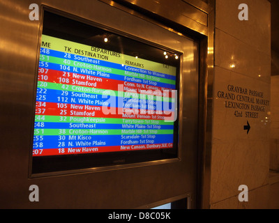 Commuter train status monitor at Grand Central Station, New York, New York, USA, May 22, 2013, © Katharine Andriotis Stock Photo