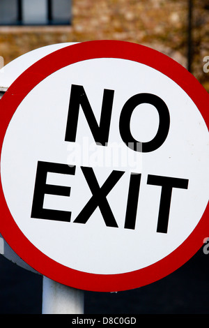 No Exit road sign in typical UK colour scheme of black red and white Stock Photo