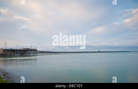 The full length of Southend on sea's long pier. Stock Photo