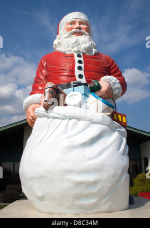 Close up of giant Santa statue at the Town Hall in Santa Claus Indiana
