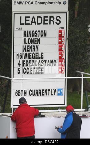 24.05.2013 Wentworth, England. The Leader board during the BMW PGA Championship Round 2 from Wentworth Golf Club Stock Photo