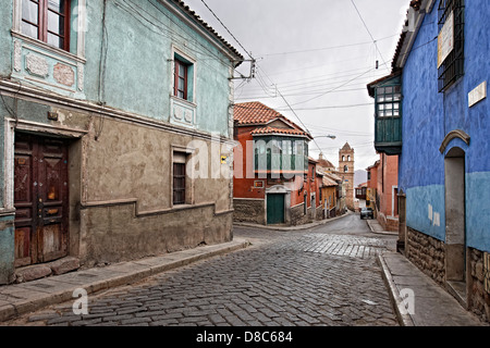 Colonial architecture in the streets of Potosi, Bolivia Stock Photo