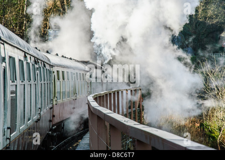 a steam train in Llangollen a small town and community in Denbighshire, north-east Wales Stock Photo