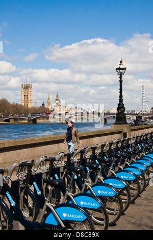 Barclays cycle hire-London Stock Photo