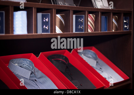 Male neck ties in a modern fashion store Stock Photo