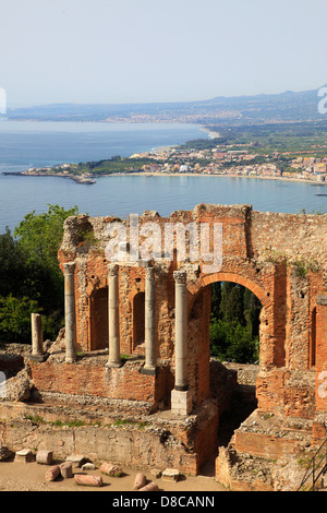 Italy, Sicily, Taormina, Greek Theatre, Stock Photo