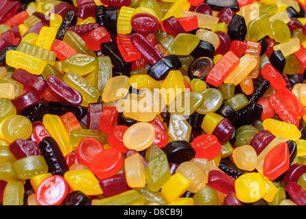 Multi coloured Wine Gums sweets on a Market stall in Salisbury Wiltshire UK Stock Photo