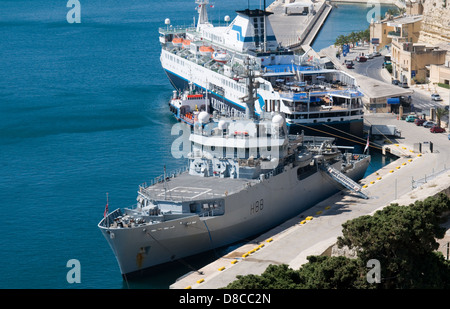 HMS Enterprise is a Royal Navy Echo class multi role  Hydrographic Oceanographic survey ship makes a good will visit to Malta Stock Photo