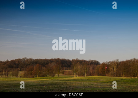 beautiful view over the golf course with the green in front Stock Photo