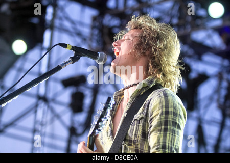 Lead vocalist of Fuel, Brett Scallions sings at Musikfest 2011. Stock Photo