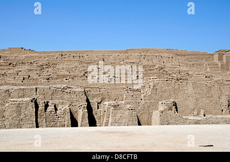 Huaca Pucllana. Lima culture 200 AD and 700 AD. Miraflores district. Lima city. Peru.Archaeological site. Stock Photo