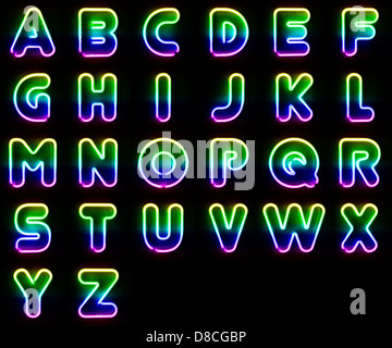 Neon alphabet set Stock Photo