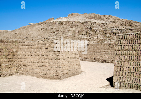 Huaca Pucllana. Lima culture 200 AD and 700 AD. Miraflores district. Lima city. Peru.Archaeological site. Stock Photo