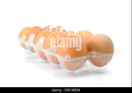 Ten eggs in plastic pack Stock Photo